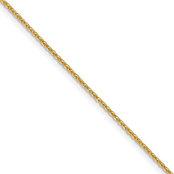 1.4mm 14k Yellow Gold Solid Flat Cable Chain Necklace, 18 Inch - Picture 1 of 8